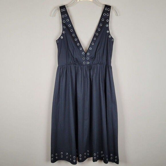 Marciano Size S Black A-Line Knee Lenght Dress Silver Rings Grommets Eyelet - Picture 3 of 12